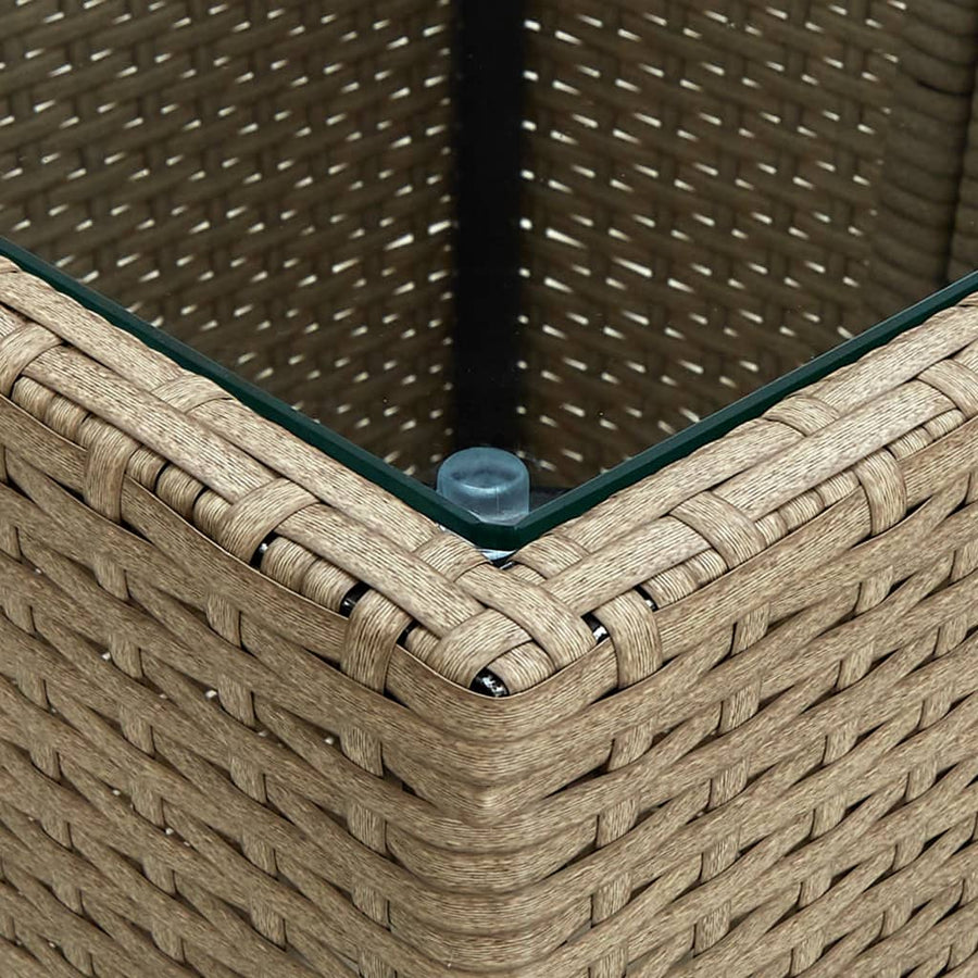 Salontafel 4,5X4,5X44 Cm Poly Rattan En Gehard Beige Glas