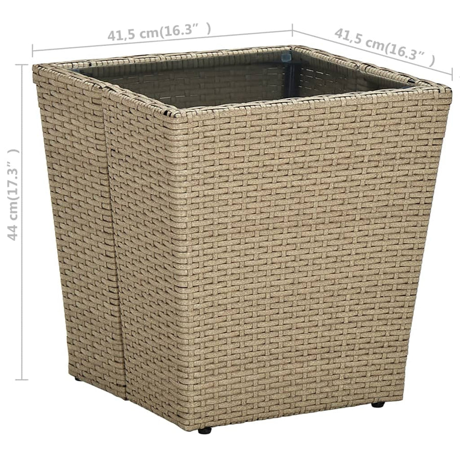 Salontafel 4,5X4,5X44 Cm Poly Rattan En Gehard Beige Glas