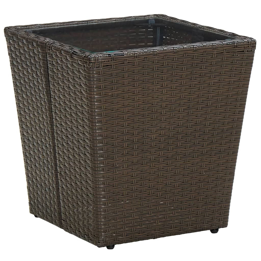 Salontafel 4,5X4,5X44 Cm Poly Rattan En Gehard Bruin Glas
