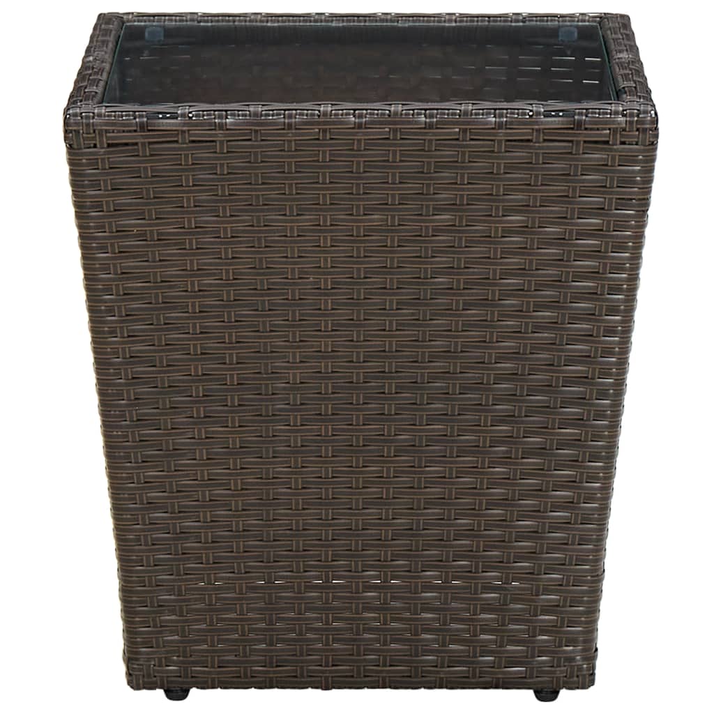 Salontafel 4,5X4,5X44 Cm Poly Rattan En Gehard Bruin Glas