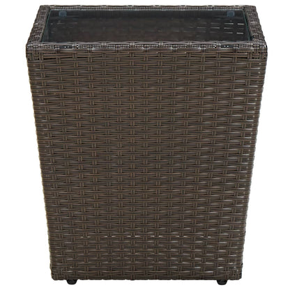 Salontafel 4,5X4,5X44 Cm Poly Rattan En Gehard Bruin Glas