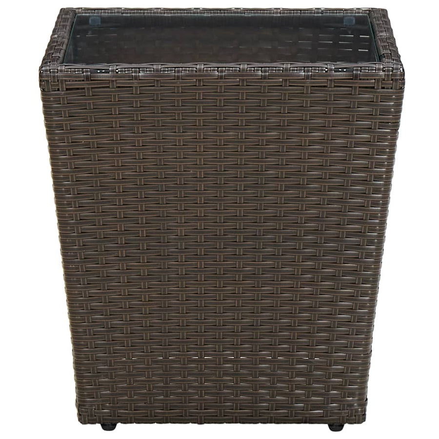 Salontafel 4,5X4,5X44 Cm Poly Rattan En Gehard Bruin Glas