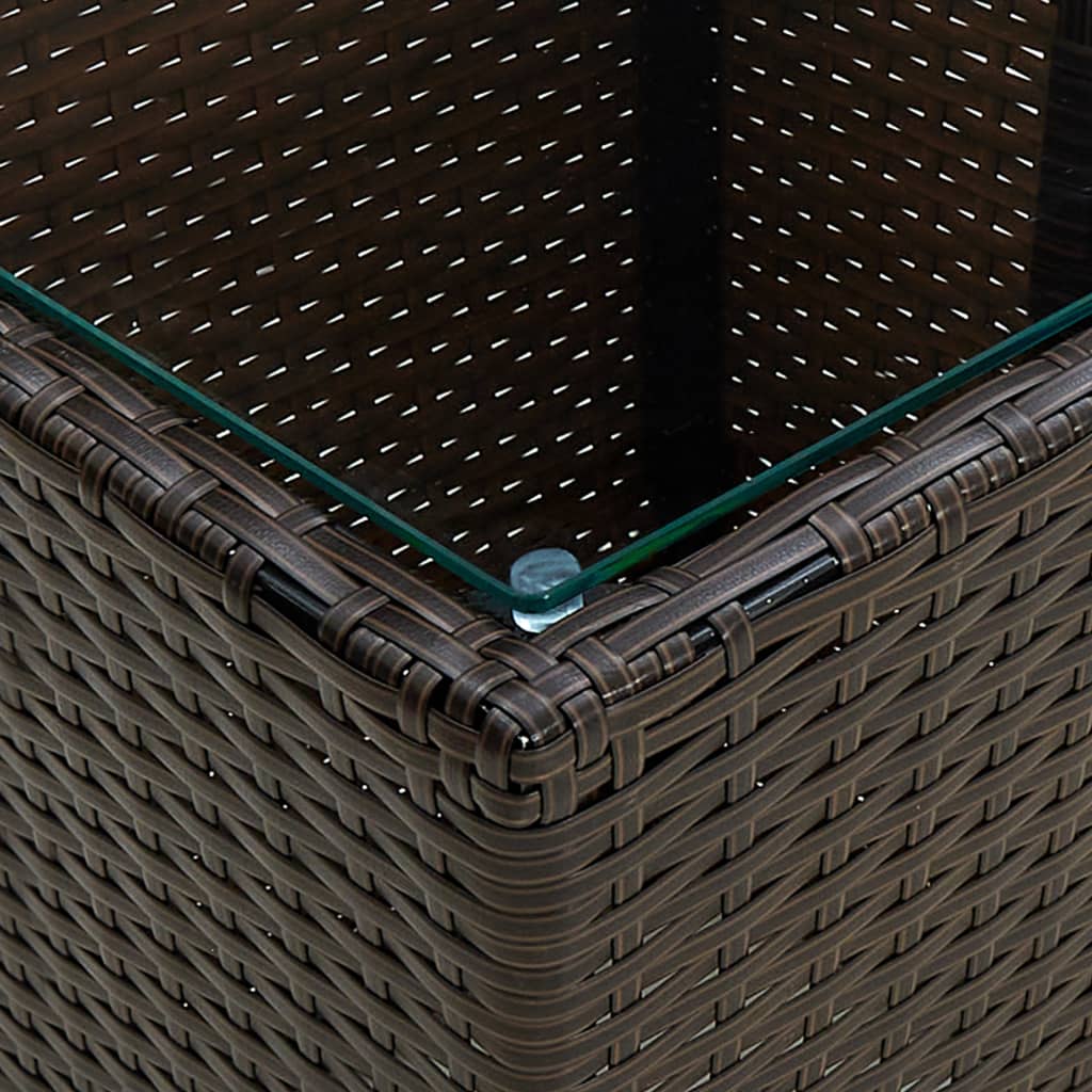 Salontafel 4,5X4,5X44 Cm Poly Rattan En Gehard Bruin Glas