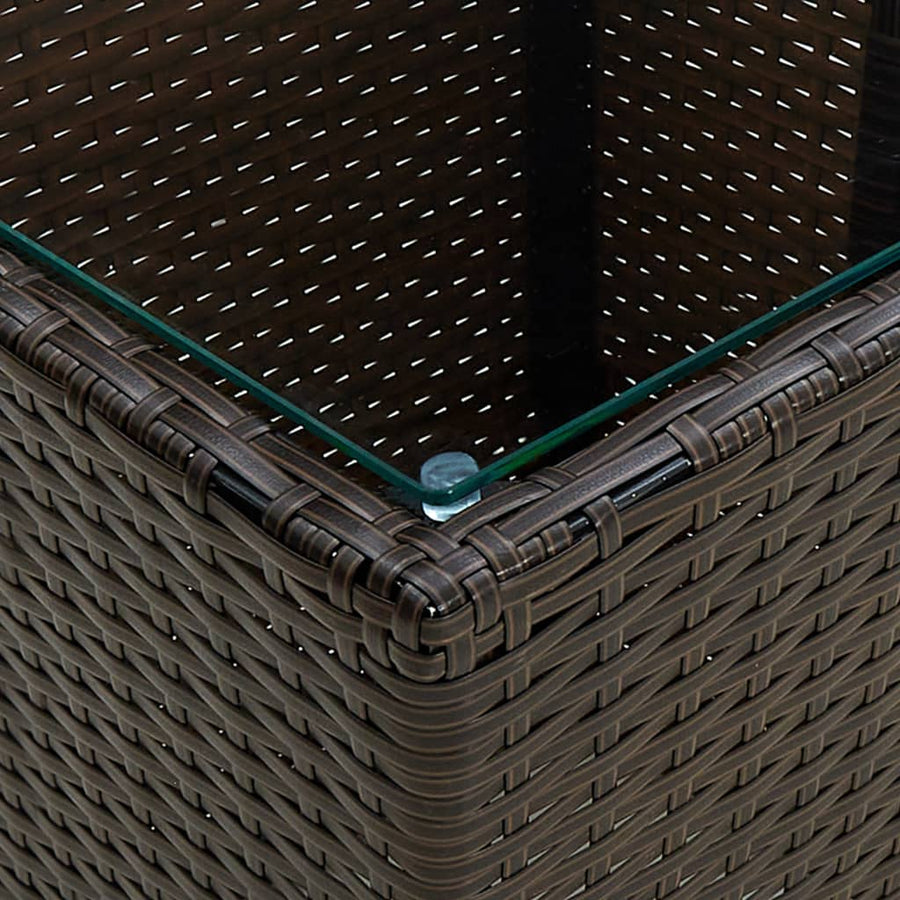 Salontafel 4,5X4,5X44 Cm Poly Rattan En Gehard Bruin Glas