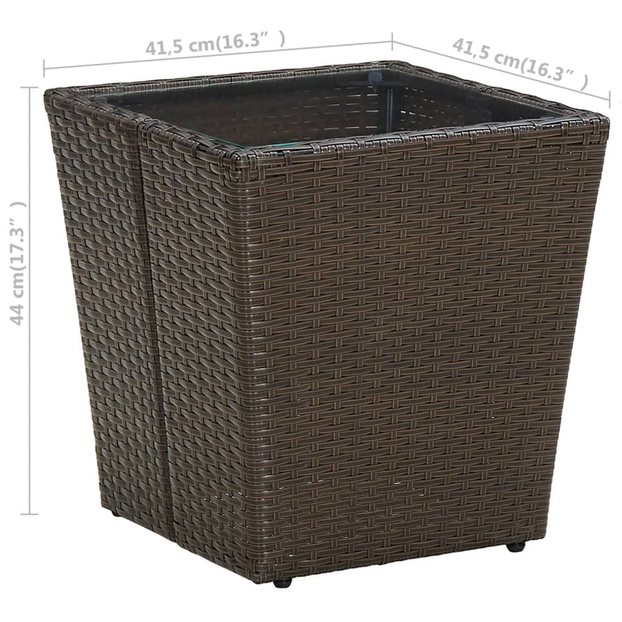 Salontafel 4,5X4,5X44 Cm Poly Rattan En Gehard Bruin Glas