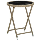 Coffee table 60 cm poly rattan and tempered glass beige