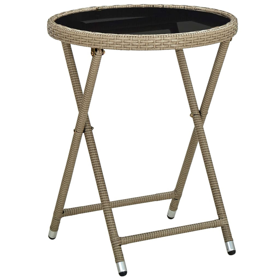 Salontafel 60 Cm Poly Rattan En Gehard Beige Glas