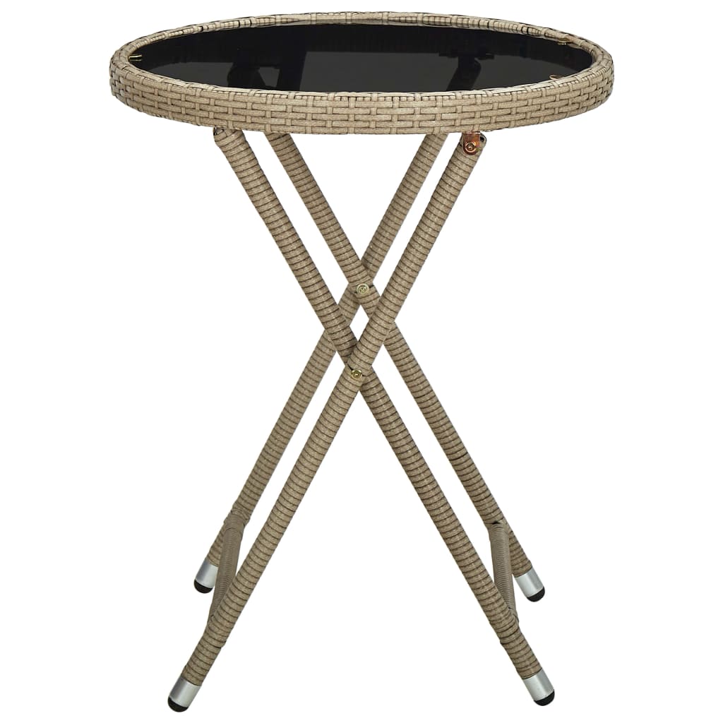 Salontafel 60 Cm Poly Rattan En Gehard Beige Glas