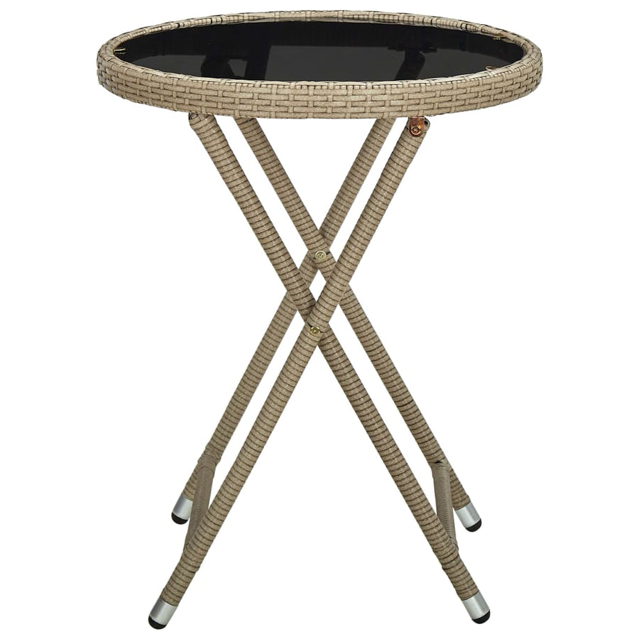 Salontafel 60 Cm Poly Rattan En Gehard Beige Glas