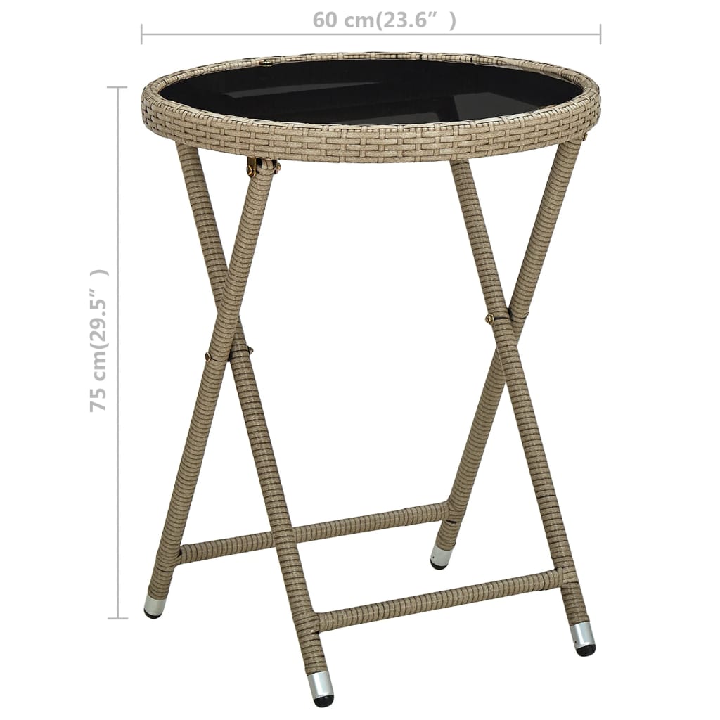 Salontafel 60 Cm Poly Rattan En Gehard Beige Glas