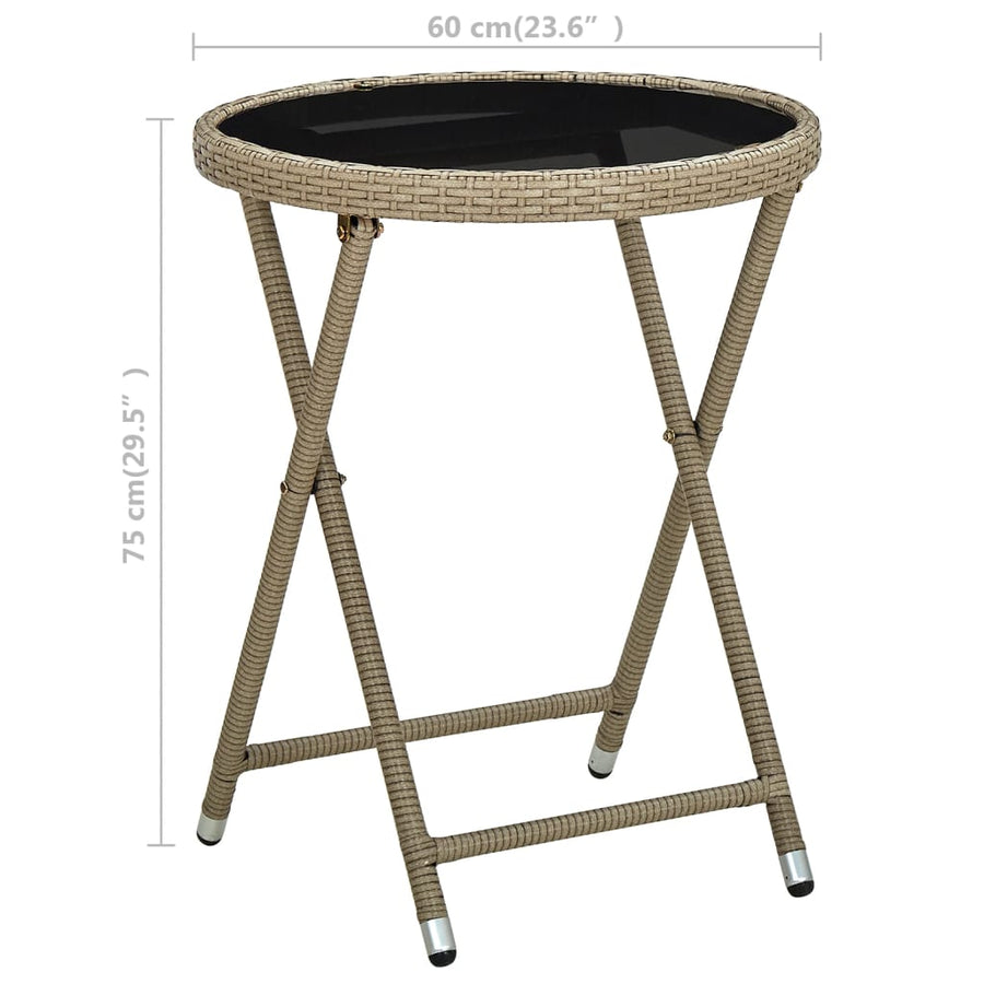 Salontafel 60 Cm Poly Rattan En Gehard Beige Glas