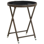 Salontafel 60x75 cm poly rattan gehard glas bruin