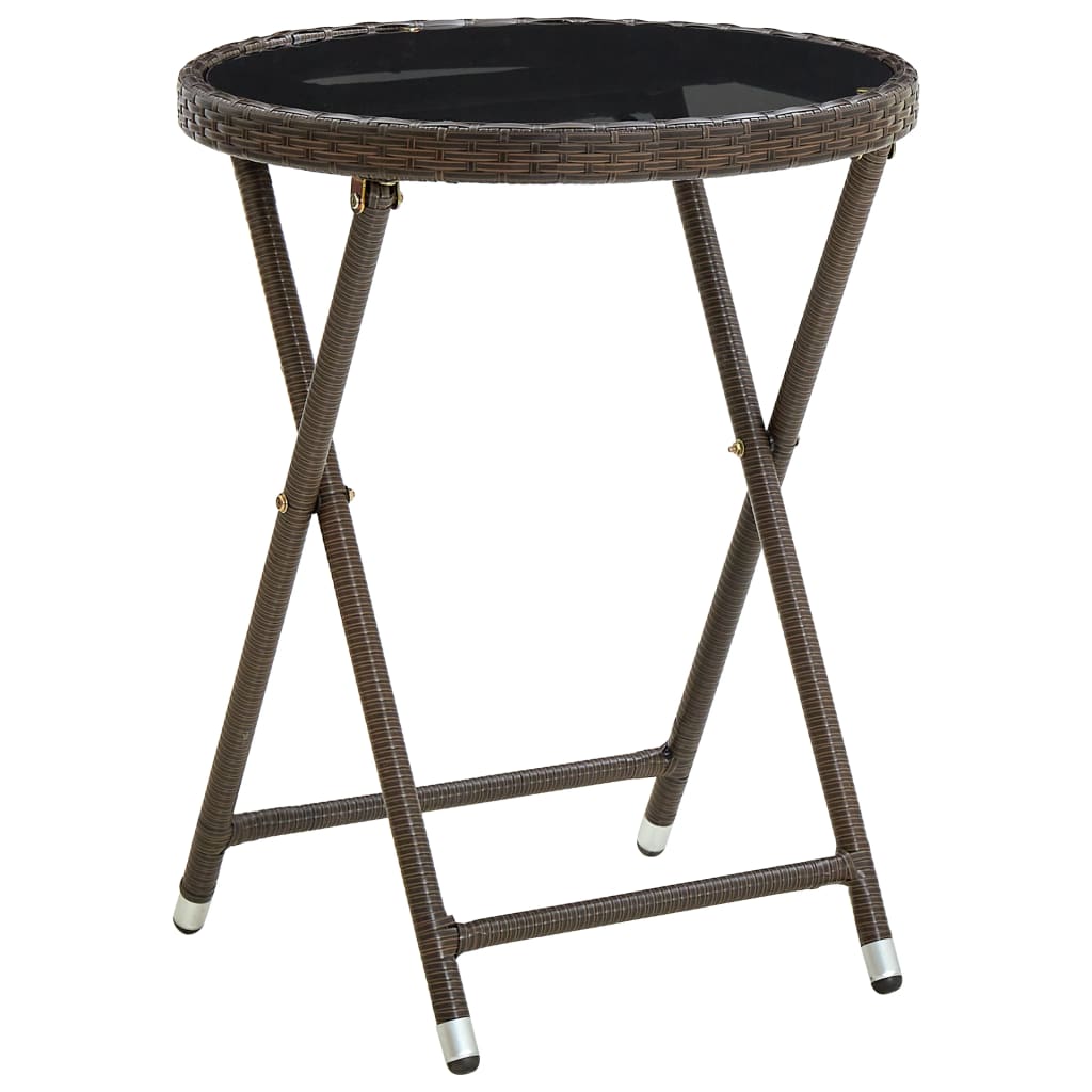 Salontafel 60 Cm Poly Rattan En Gehard Bruin Glas