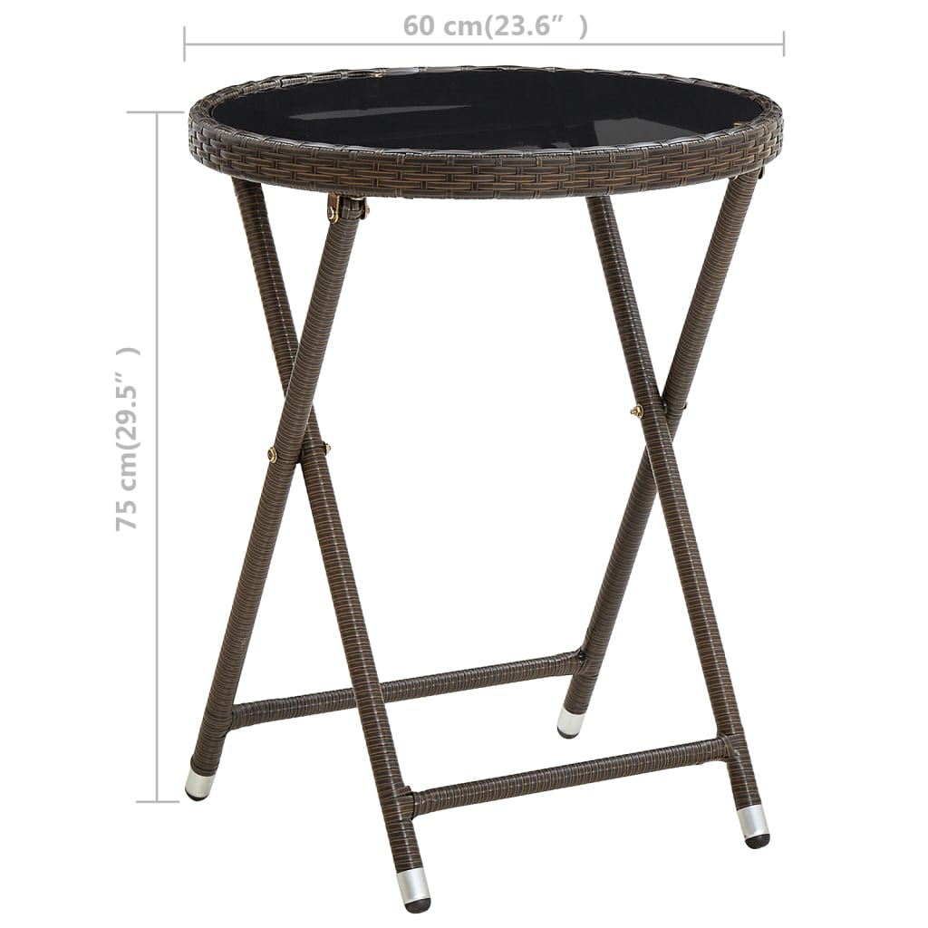 Salontafel 60 Cm Poly Rattan En Gehard Bruin Glas