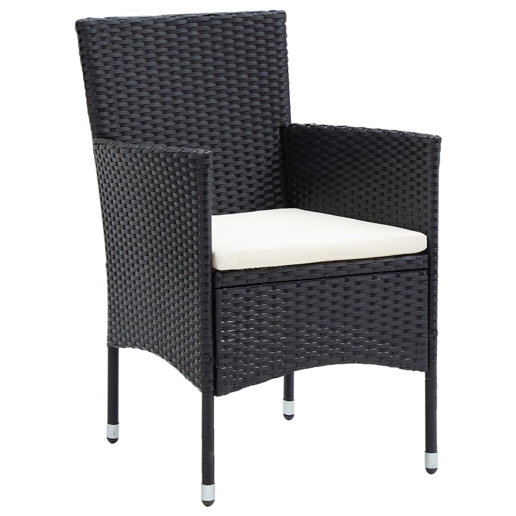 Tuinstoelen Poly Rattan Zwart