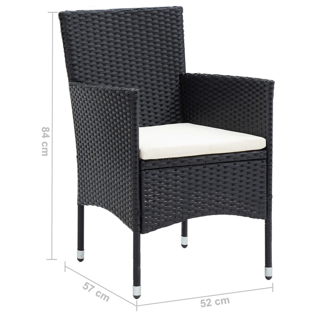 Tuinstoelen Poly Rattan Zwart