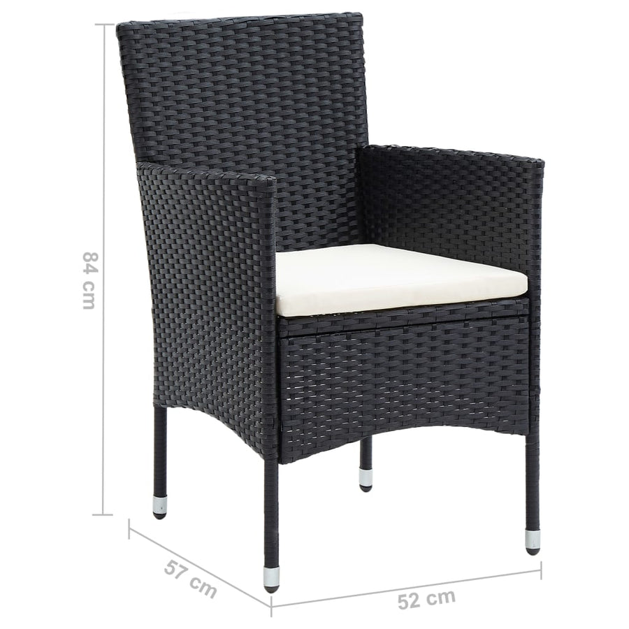 Tuinstoelen Poly Rattan Zwart