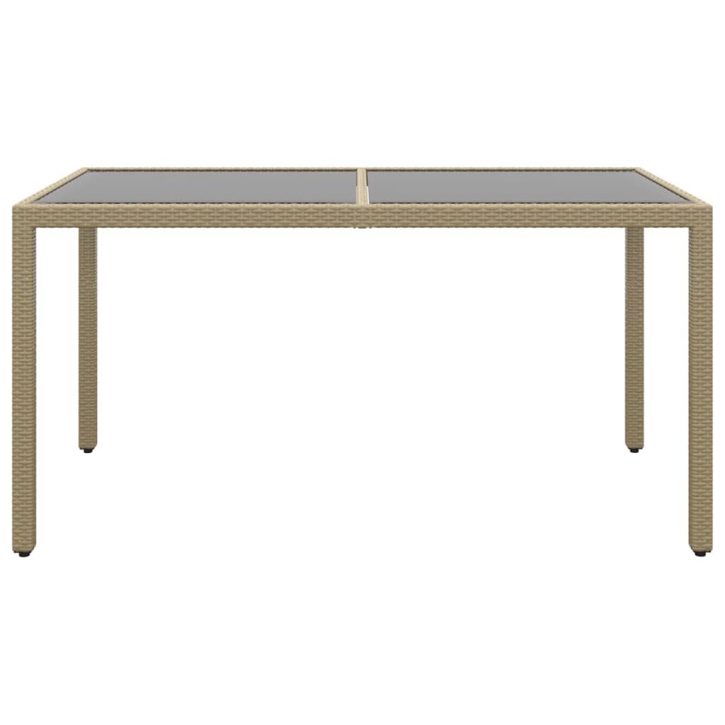 Tuintafel 50X90X75 Cm Gehard Glas En Poly Rattan Beige