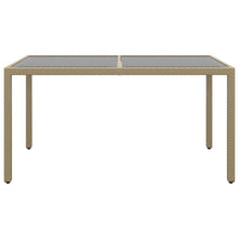 Tuintafel 50X90X75 Cm Gehard Glas En Poly Rattan Beige
