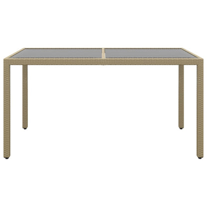 Tuintafel 50X90X75 Cm Gehard Glas En Poly Rattan Beige