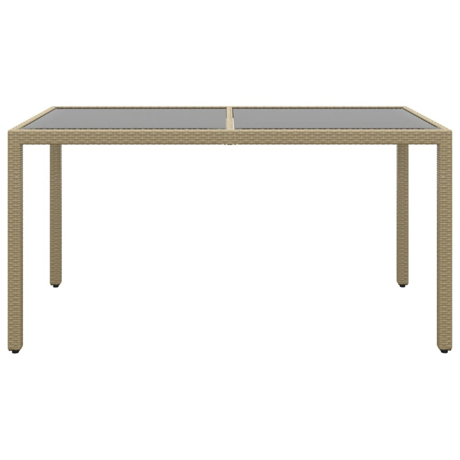 Tuintafel 50X90X75 Cm Gehard Glas En Poly Rattan Beige
