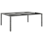 Tuintafel 200x150x75 cm poly rattan glas grijs