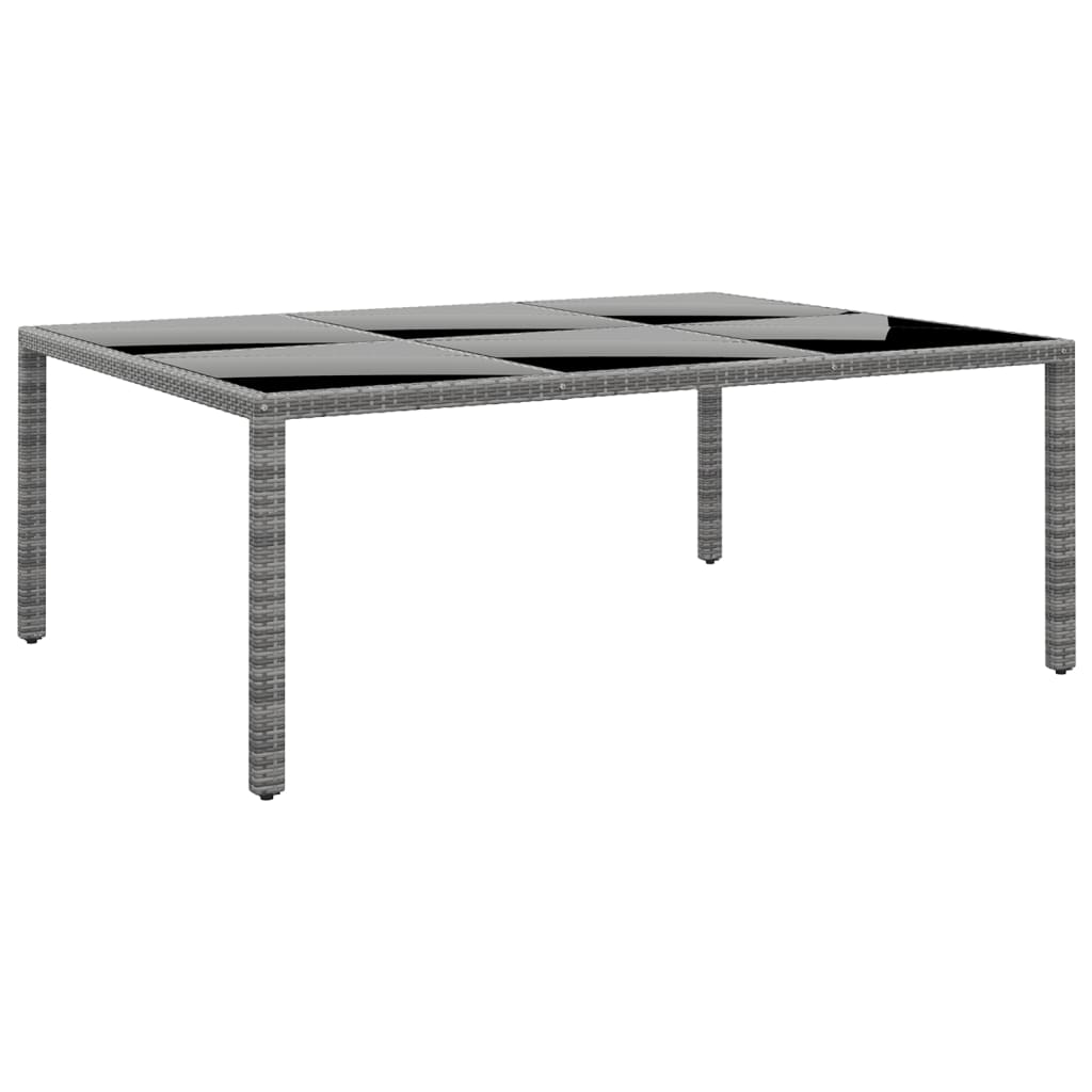 Tuintafel 200X50X75 Cm Gehard Glas En Poly Rattan Grijs