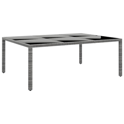 Tuintafel 200X50X75 Cm Gehard Glas En Poly Rattan Grijs
