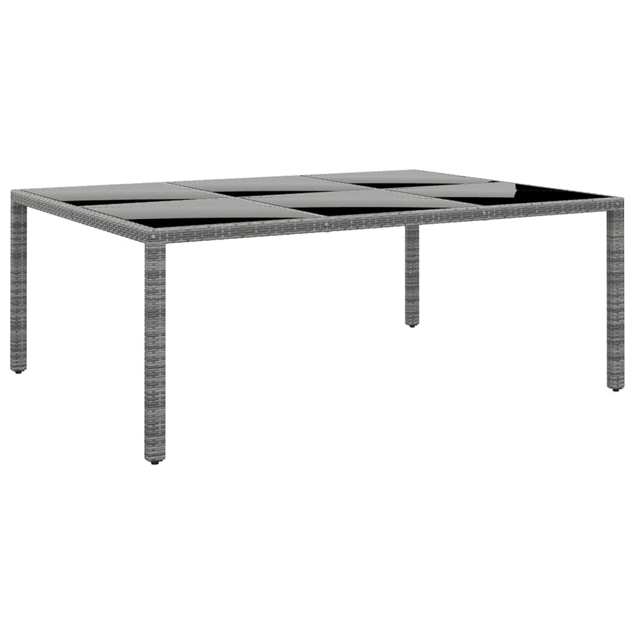 Tuintafel 200X50X75 Cm Gehard Glas En Poly Rattan Grijs