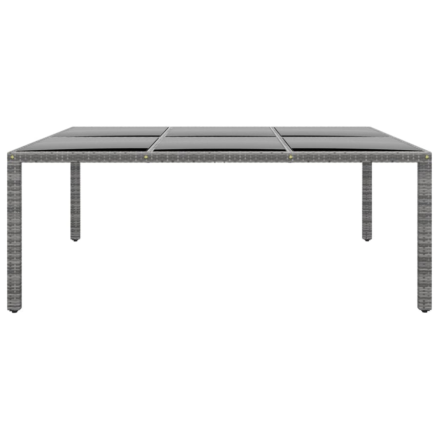 Tuintafel 200X50X75 Cm Gehard Glas En Poly Rattan Grijs