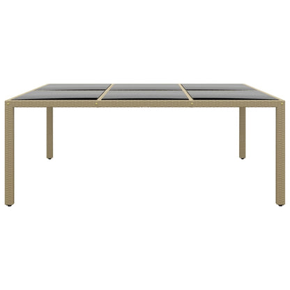 Tuintafel 200X50X75 Cm Gehard Glas En Poly Rattan Beige
