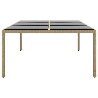 Tuintafel 200X50X75 Cm Gehard Glas En Poly Rattan Beige
