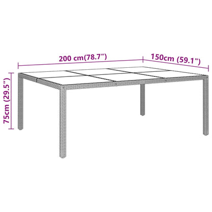 Tuintafel 200X50X75 Cm Gehard Glas En Poly Rattan Beige