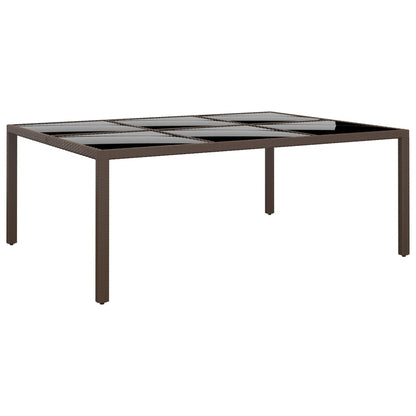 Tuintafel Met Glazen Blad 200X50X75 Cm Rattan Bruin