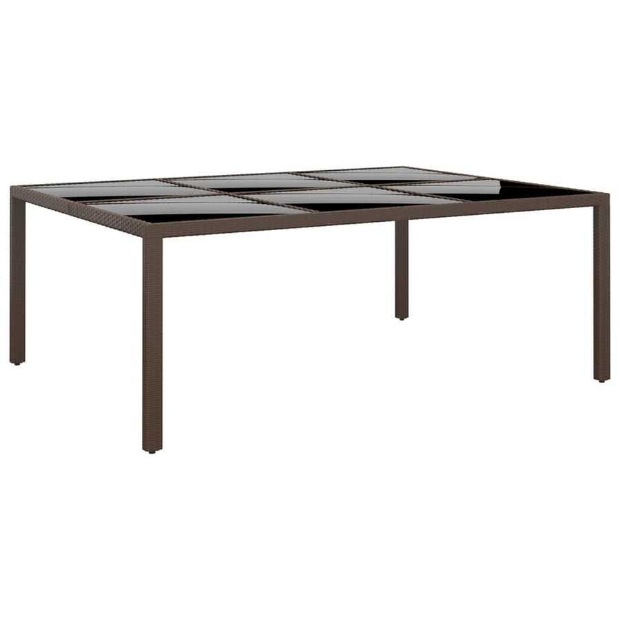 Tuintafel Met Glazen Blad 200X50X75 Cm Rattan Bruin
