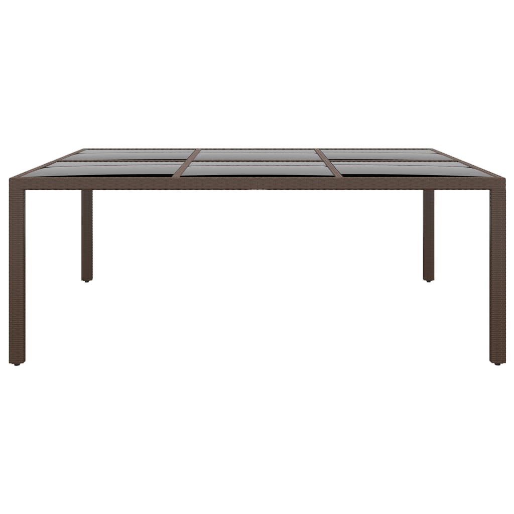 Tuintafel Met Glazen Blad 200X50X75 Cm Rattan Bruin
