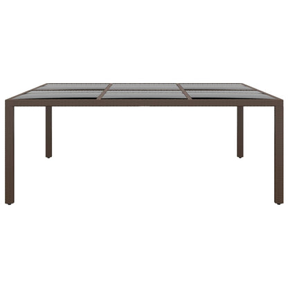 Tuintafel Met Glazen Blad 200X50X75 Cm Rattan Bruin