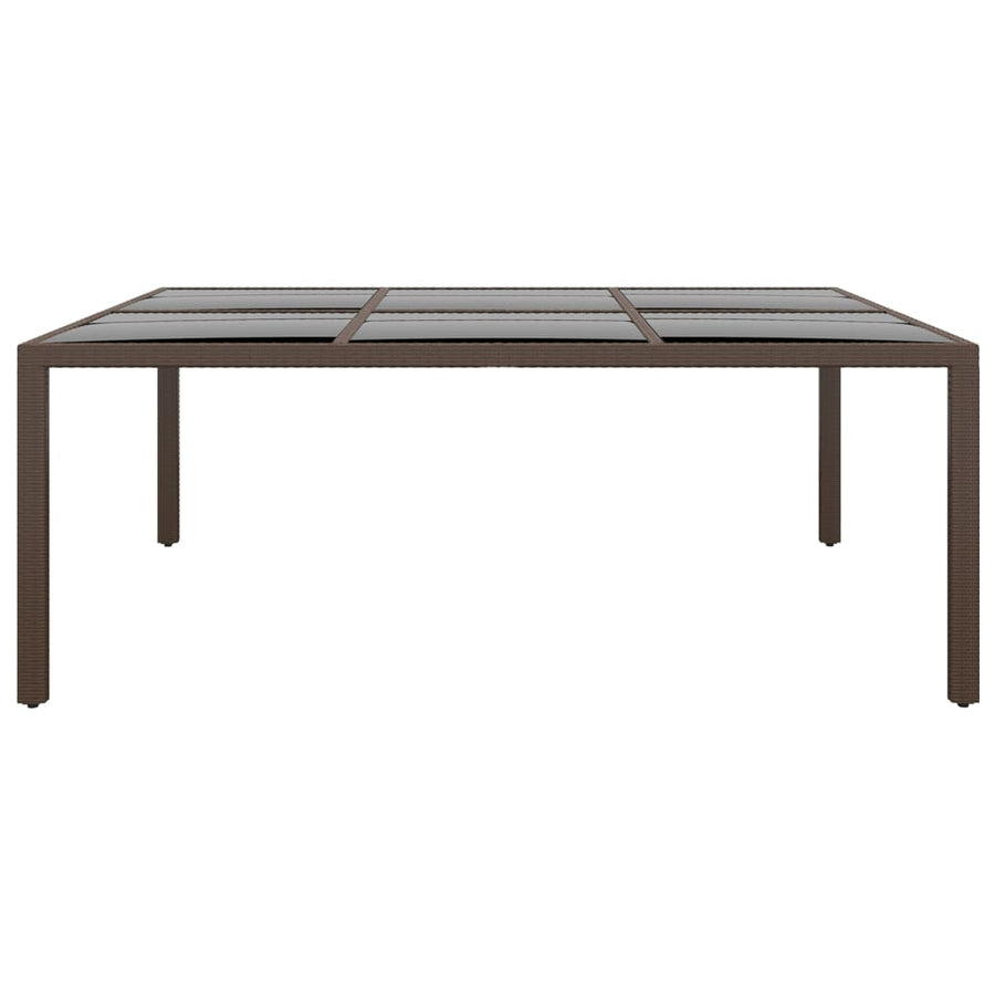 Tuintafel Met Glazen Blad 200X50X75 Cm Rattan Bruin