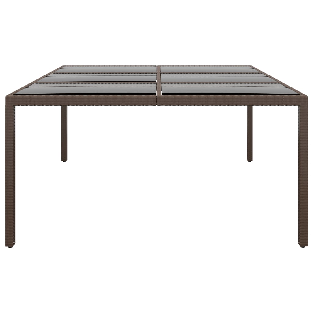 Tuintafel Met Glazen Blad 200X50X75 Cm Rattan Bruin