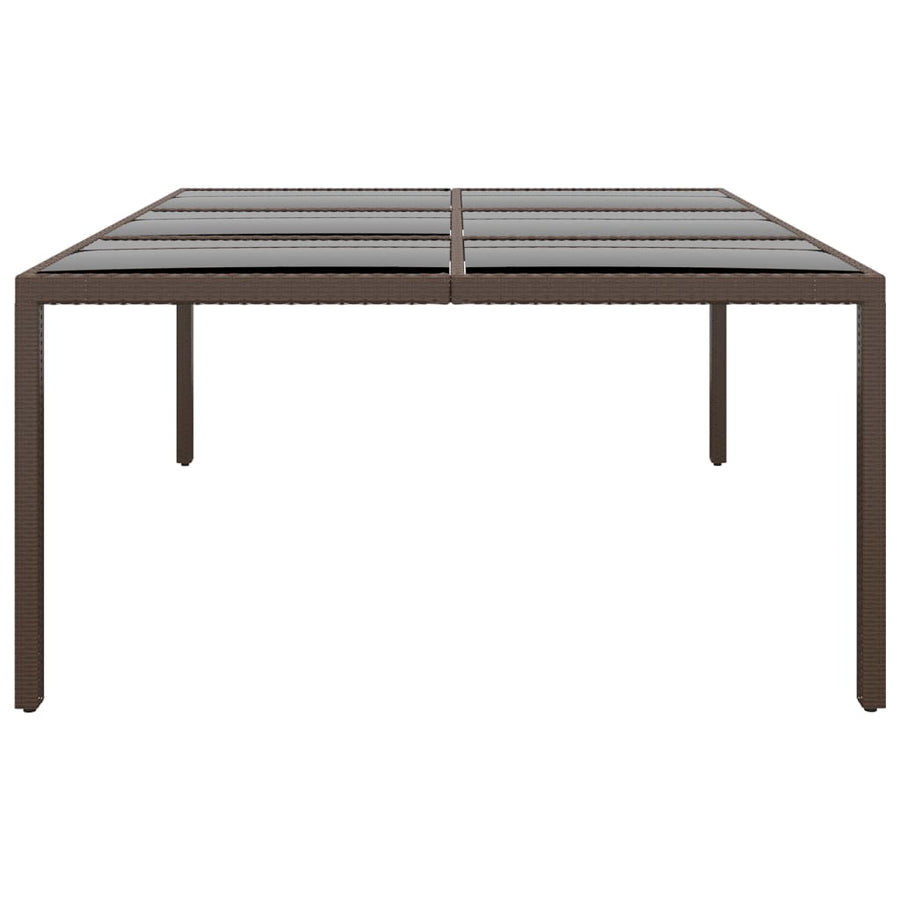 Tuintafel Met Glazen Blad 200X50X75 Cm Rattan Bruin