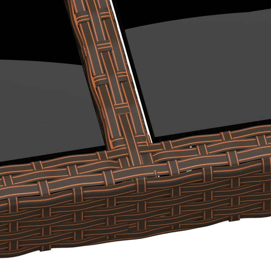 Tuintafel Met Glazen Blad 200X50X75 Cm Rattan Bruin