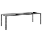 Garden table 250x100x75 cm tempered glass and poly rattan grey