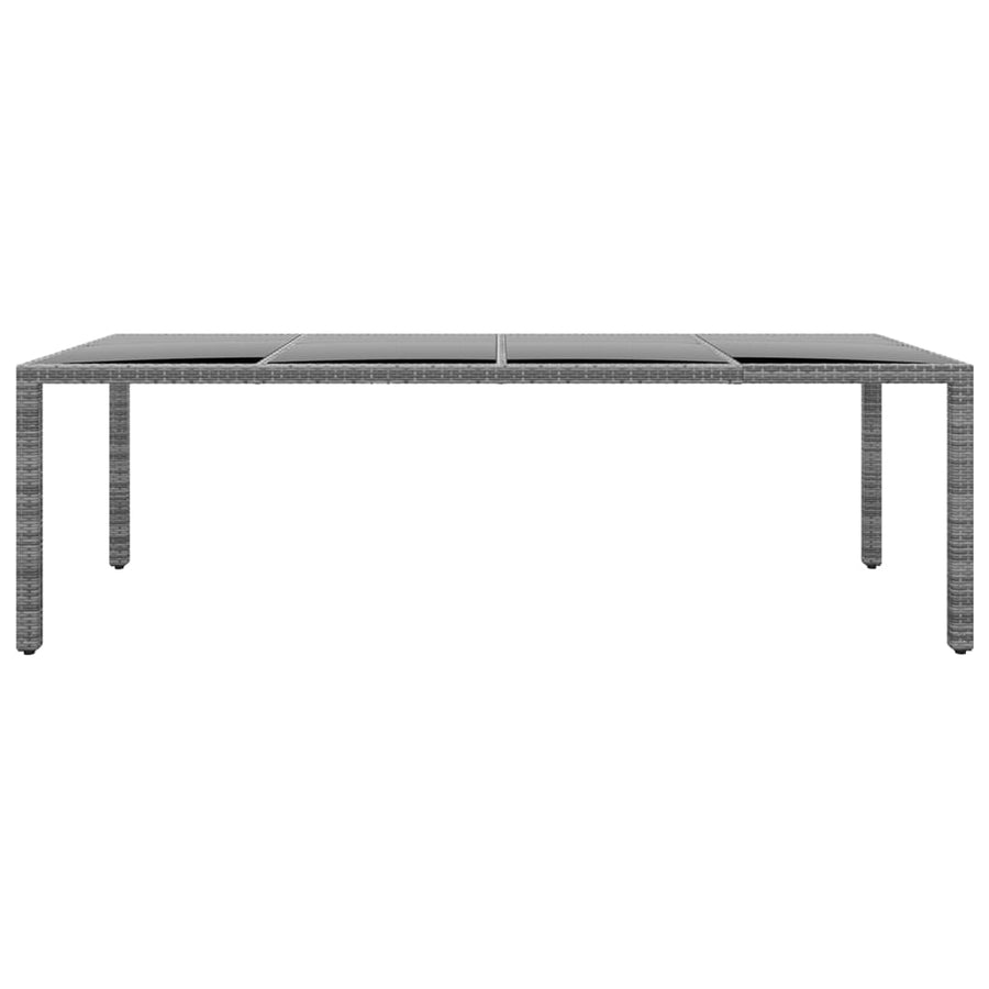 Tuintafel 250X00X75 Cm Gehard Glas En Poly Rattan Grijs