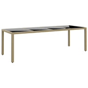 Tuintafel 250x100x75 cm poly rattan glas beige