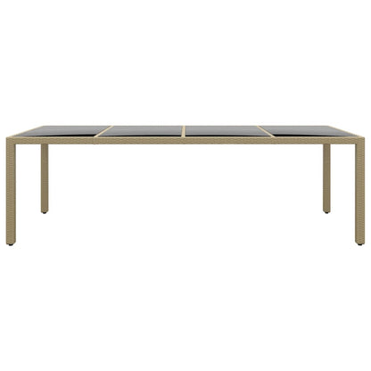 Tuintafel Met Glazen Blad Poly Rattan Beige