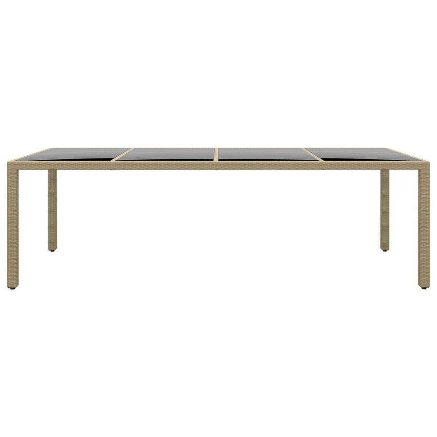 Tuintafel Met Glazen Blad Poly Rattan Beige