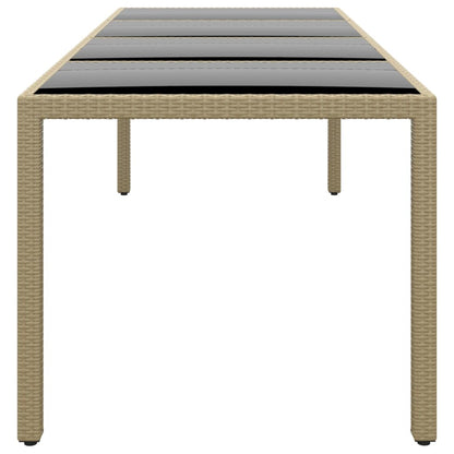 Tuintafel Met Glazen Blad Poly Rattan Beige