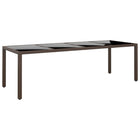Tuintafel 250x100x75 cm poly rattan bruin glas