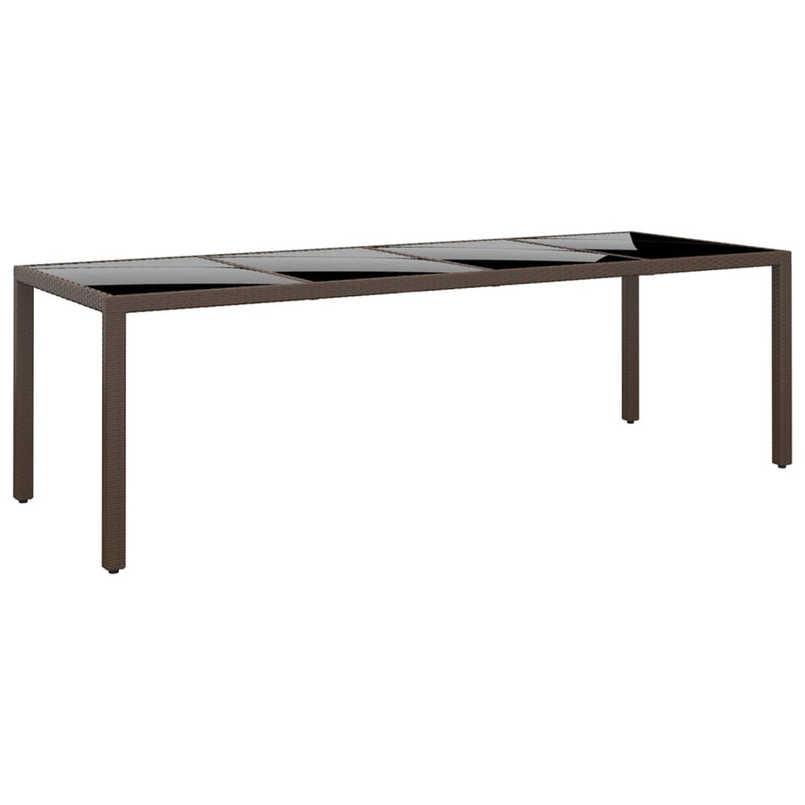 Tuintafel Met Glazen Blad Poly Rattan Bruin