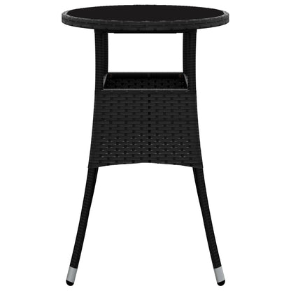 Tuintafel Ø60X75 Cm Gehard Glas En Poly Rattan Zwart